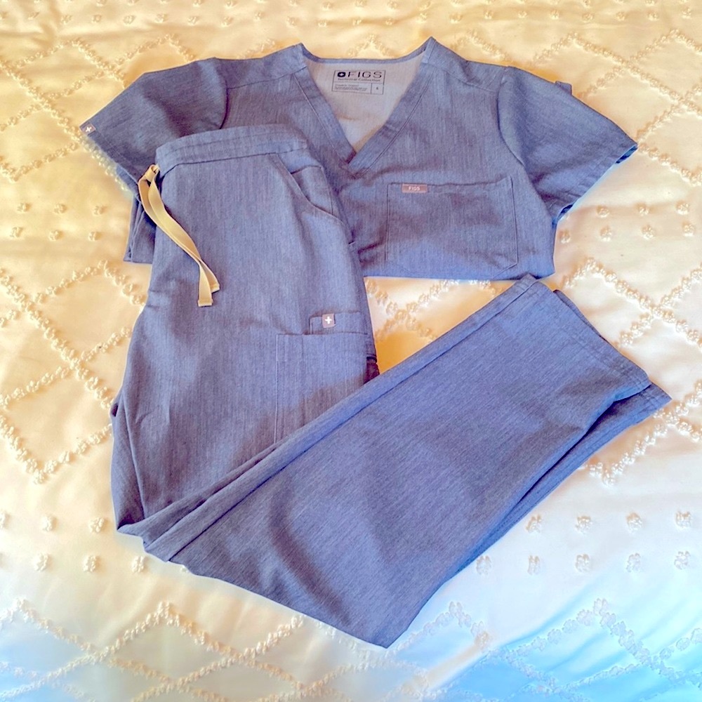 Figs Heather Denim Scrub Set S